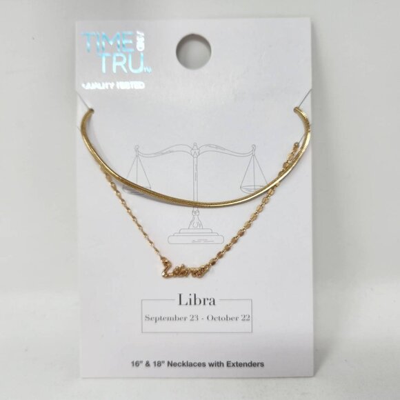 Time And Tru Libra Necklace Set - 16" & 18" Gold Tone with Extenders - Picture 1 of 7